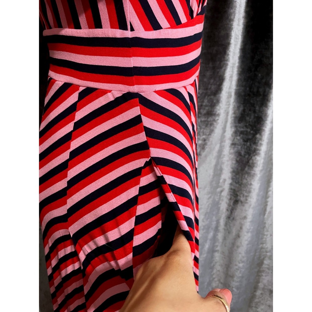 NWT Boden Kristen Pleated Jersey Dress Striped Red Pink Navy Romantic US 8R - Picture 7 of 15